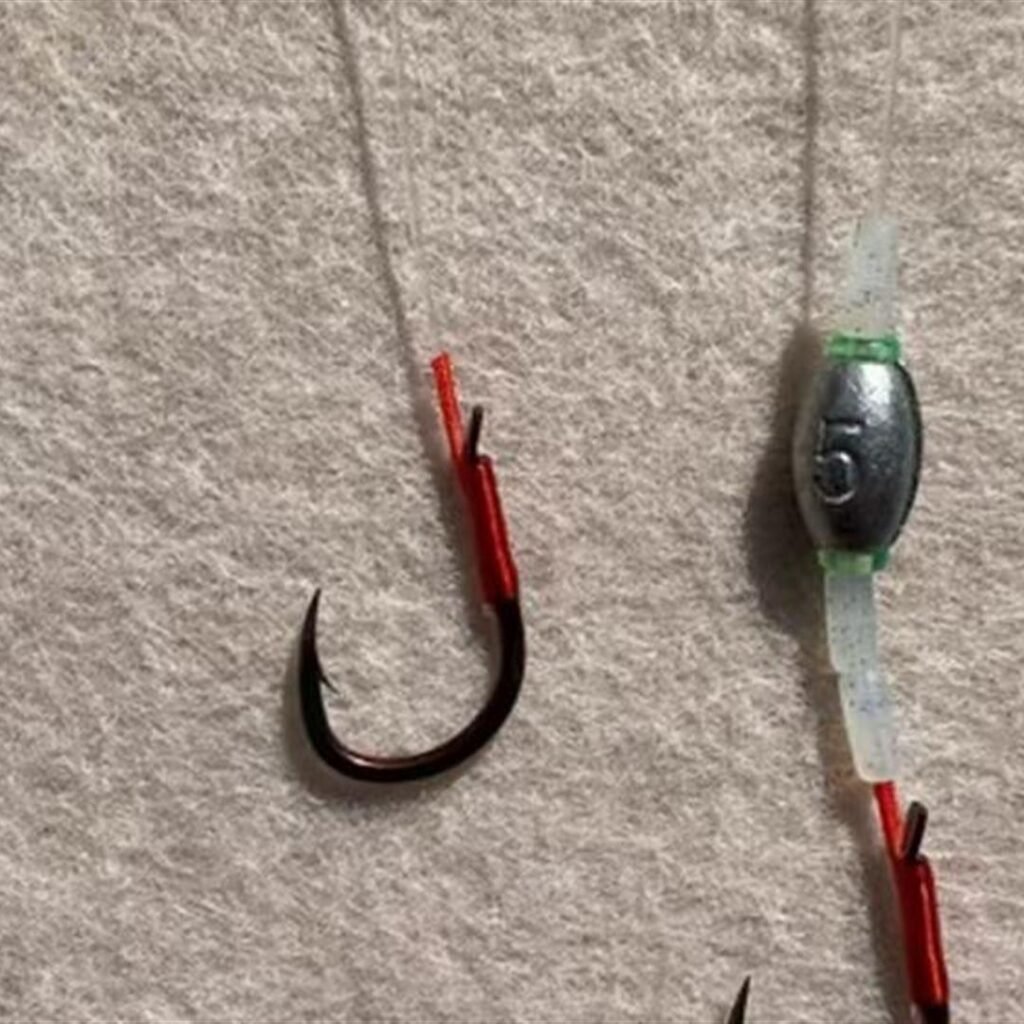 A60 Knotless Snelled Hooks - A3 Offset Barbed Big-Fish Double Rig (10-Pack)