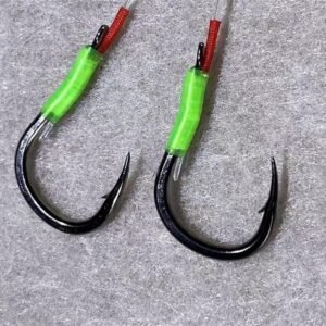 A60 Barbless Crank-Hook Double Snell, Black Pit (10-Pack)